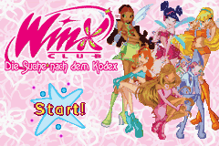 Winx Club Quest for the Codex title screen for GameBoy Advance